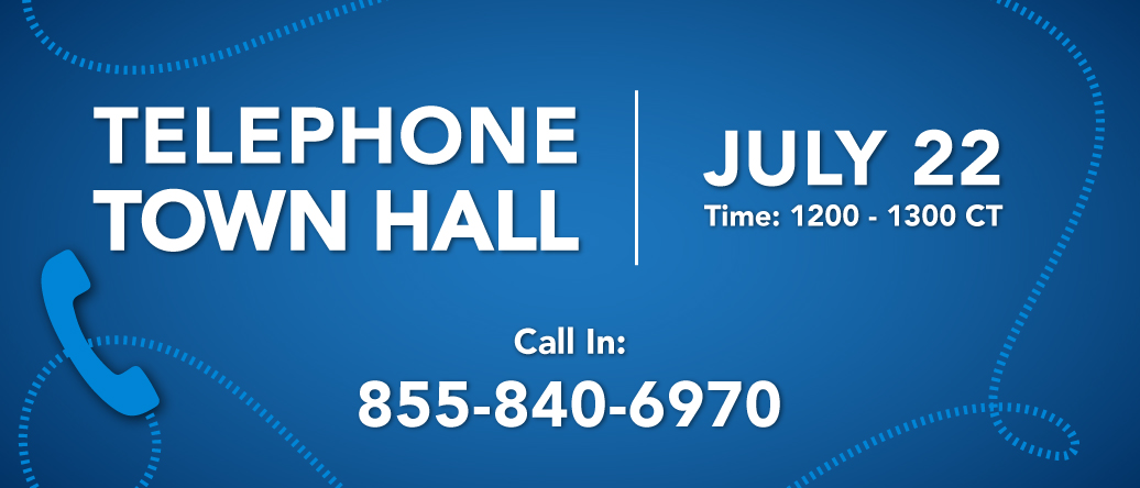 Call 855-840-6970 to join the telephone town hall