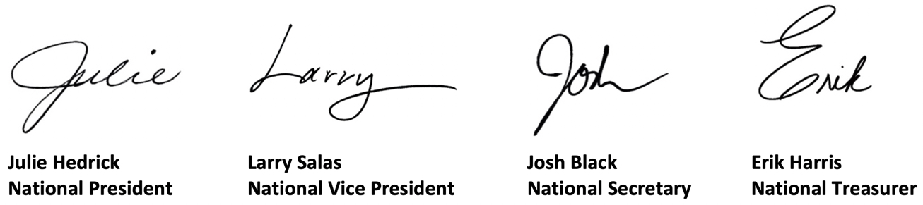 National Officer Signatures