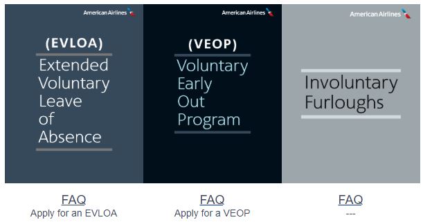 American Airlines information for EVLOA, VEOP, and Involuntary Furloughs