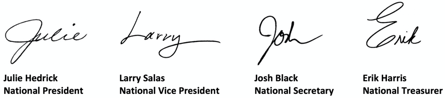 National Officer signatures